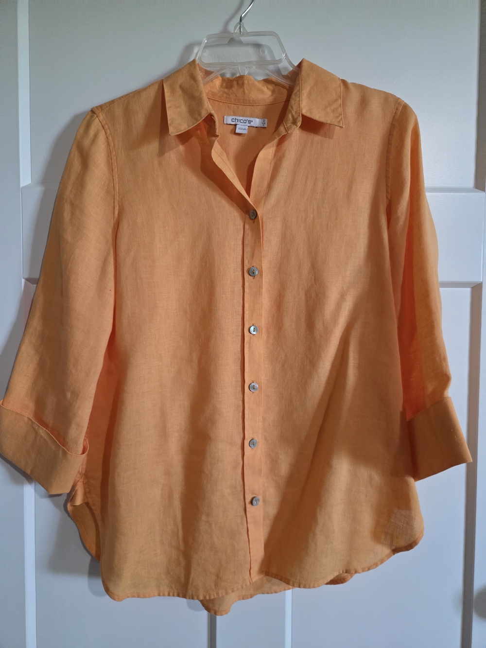 Chico's Orange Linen Button Front Shirt